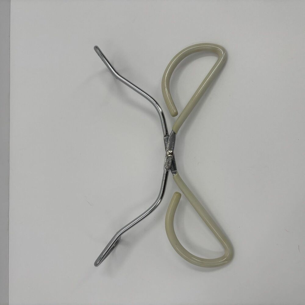 Vintage Scissor Style Tongs  Ivory Vinyl Rubber Coated Handles Hot Dog Grabber - Picture 5 of 12